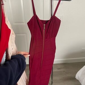 Hot Miami Styles Strapless Burgundy Dress